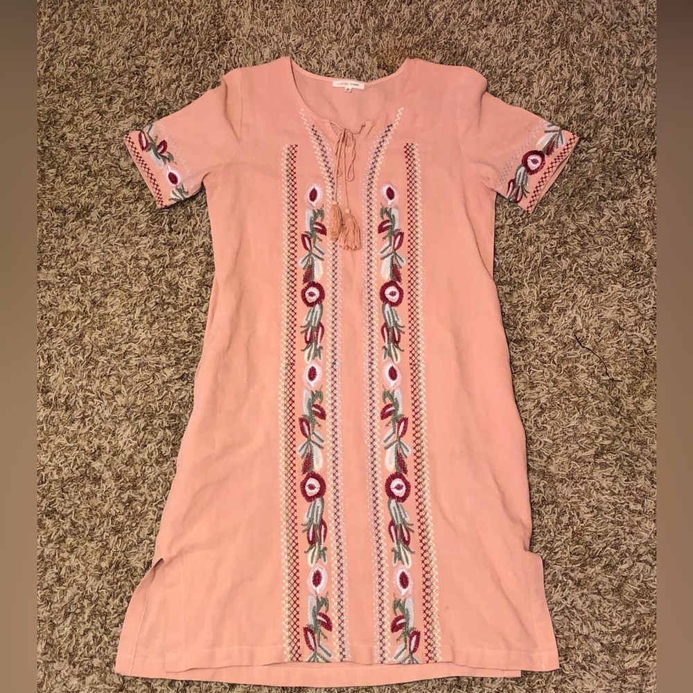 pink orange creek embroidered dress